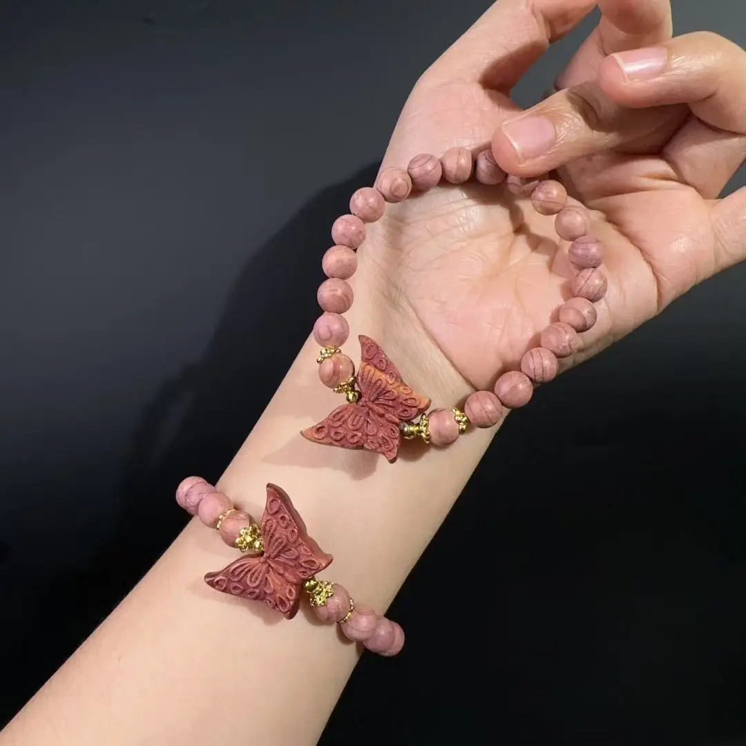 8 مللي متر السرو الدم الخشب فراشة سوار التصميم الأصلي الأقلية العرقية محظوظ بوذا حبة HandString جوكر حبة المسبحة الصينية