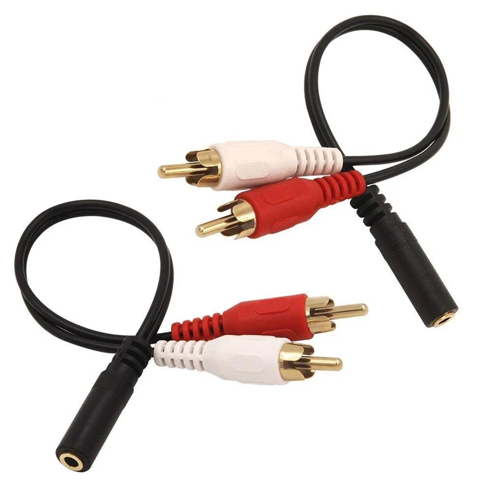 Premium Quality Interface Converter 2 Pack 3 5mm Audio to 2 Cable 1/8 Stereo Female to 2Male Y Splitter Aux