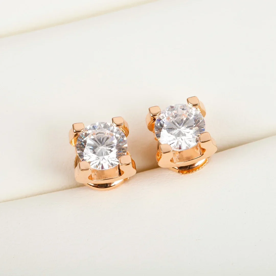 

Top Quality Designer Square Diamond Crystal Rose Gold Silver Small Ear Studs Earrings Women Luxury Jewelry Trend