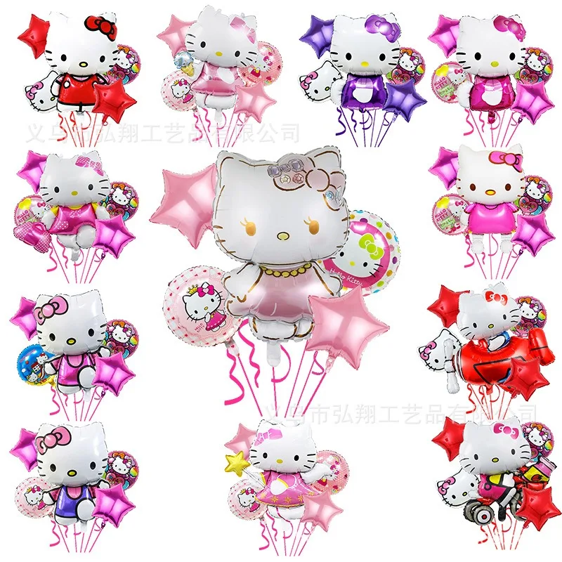 

Kawaii Hello Kitty Balloon Cute Cartoon Birthday Package Scene Decoration Festival Travel Supplies Girl Student Gift Wholesale