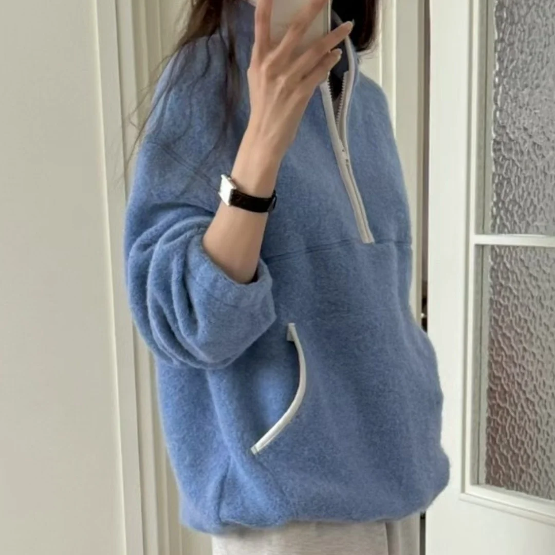 ファイオナブル ジッパー スウェットシャツ ジャケット レディース 暖かい スリ バーサタイル 秋冬 ヴィンテージ デザイン アンチエイジング トレンディ ストリートウェア