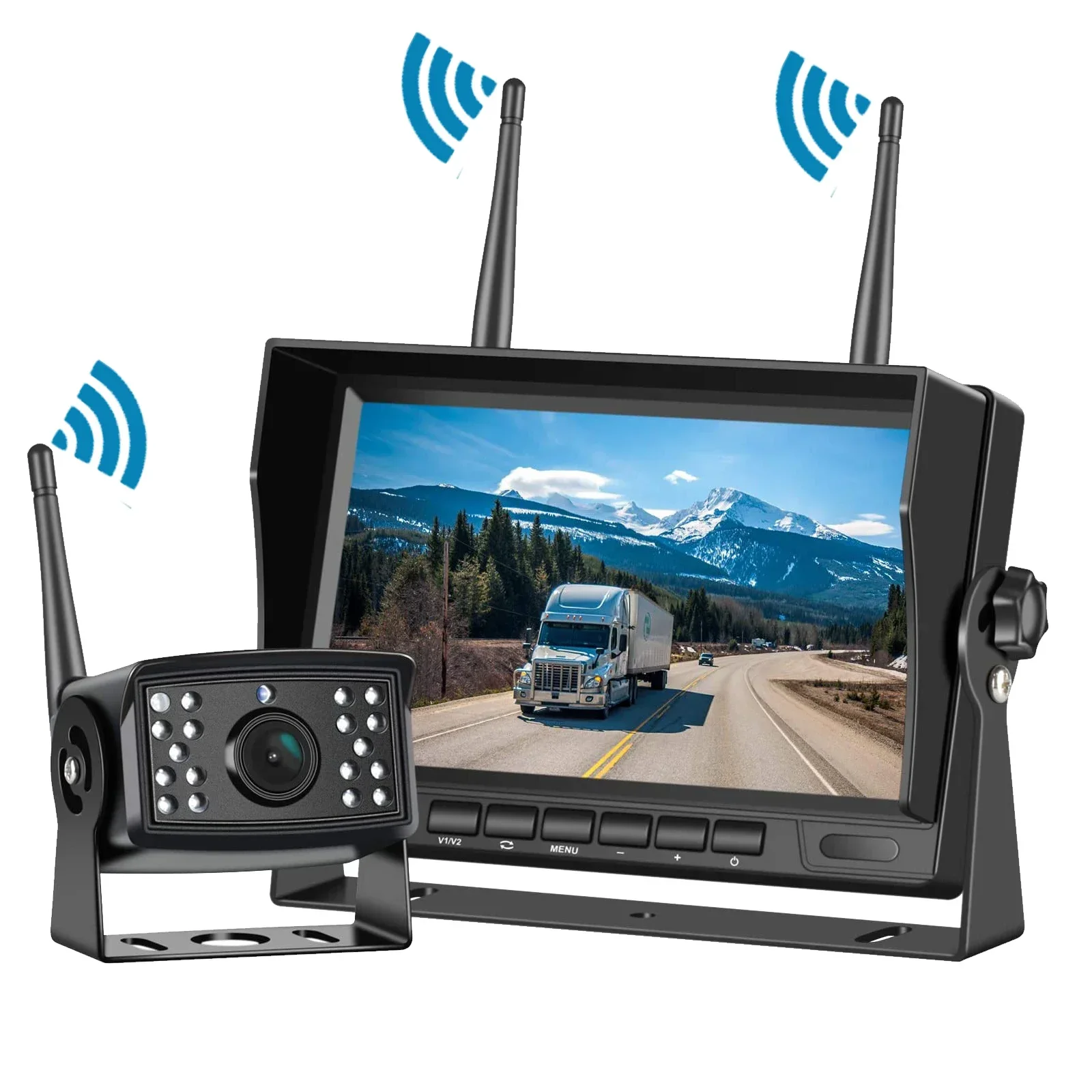 

In Stock iPoster Digital Wireless Backup Camera Kit IP69 Waterproof Rear View Camera and 7in Split/Quad Screen with DVRLocal