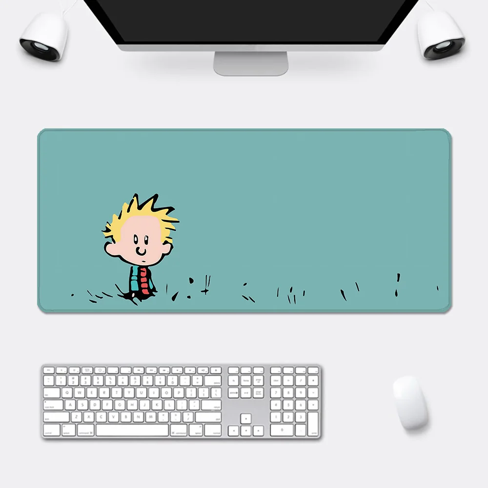 Cartoon C-Calvin-Hobbes Mousepad HD Printing Computer Gamers Locking Edge Non-slip Mouse Pad XXL90x40cm Keyboard PC Desk Pad