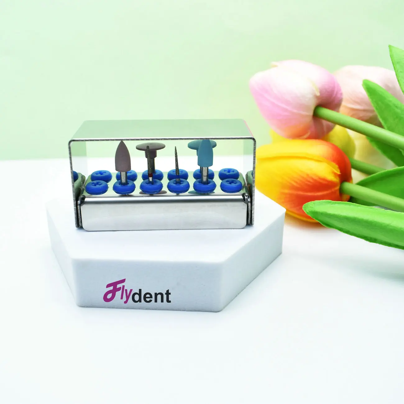 12 hole  Dental stainless steel silicone needle frame high and low speed dual purpose Case Disinfection Box Autoclavable Disinfe