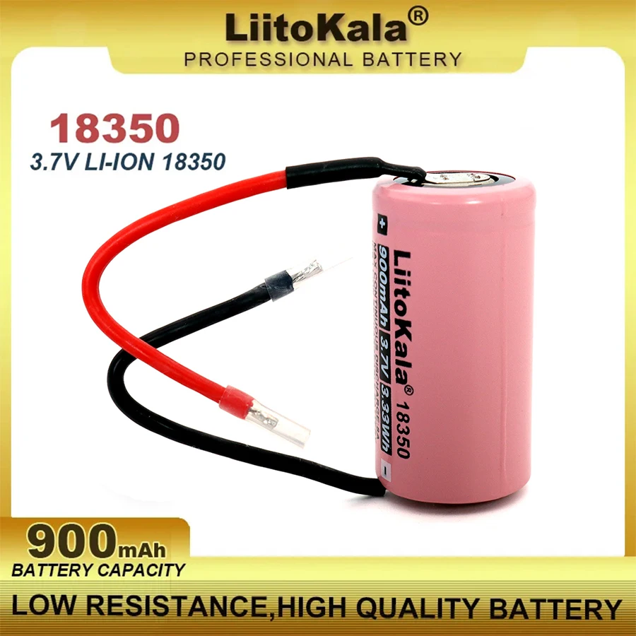 1-20PCS Liitokala 3.7V ICR 18350 900mAh power rechargeable lithium battery Max discharge 4A+DIY