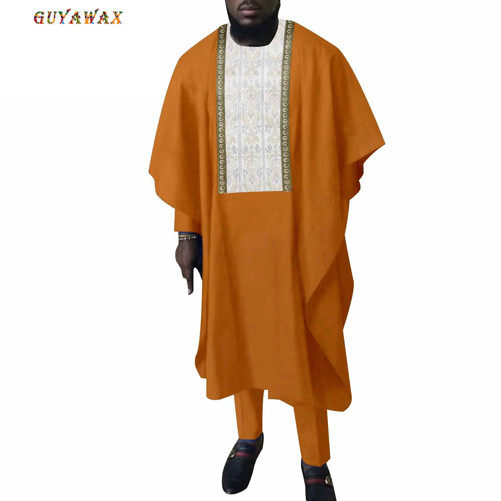 African Men Agbada South African Traditional Wear Formal Attire Bazin Riche Dashiki Outfits Shirt Pants Robe Suit Wedding Party