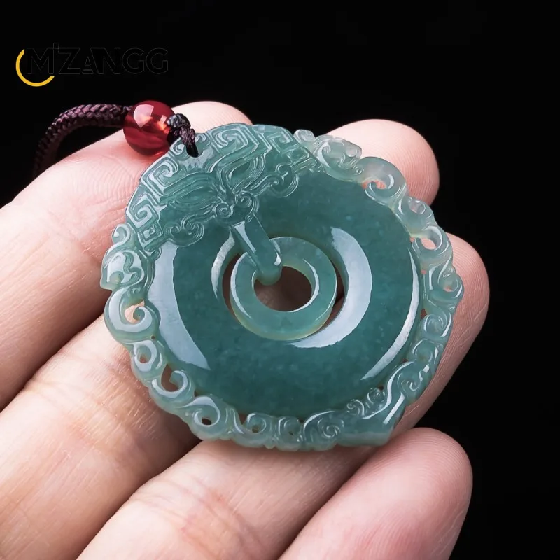 Natural A-grade Jadeite Blue Water Qilin Pendant Exquisite Luxury Ice-type Jadeite Necklace Men's and Women's Festive Gift
