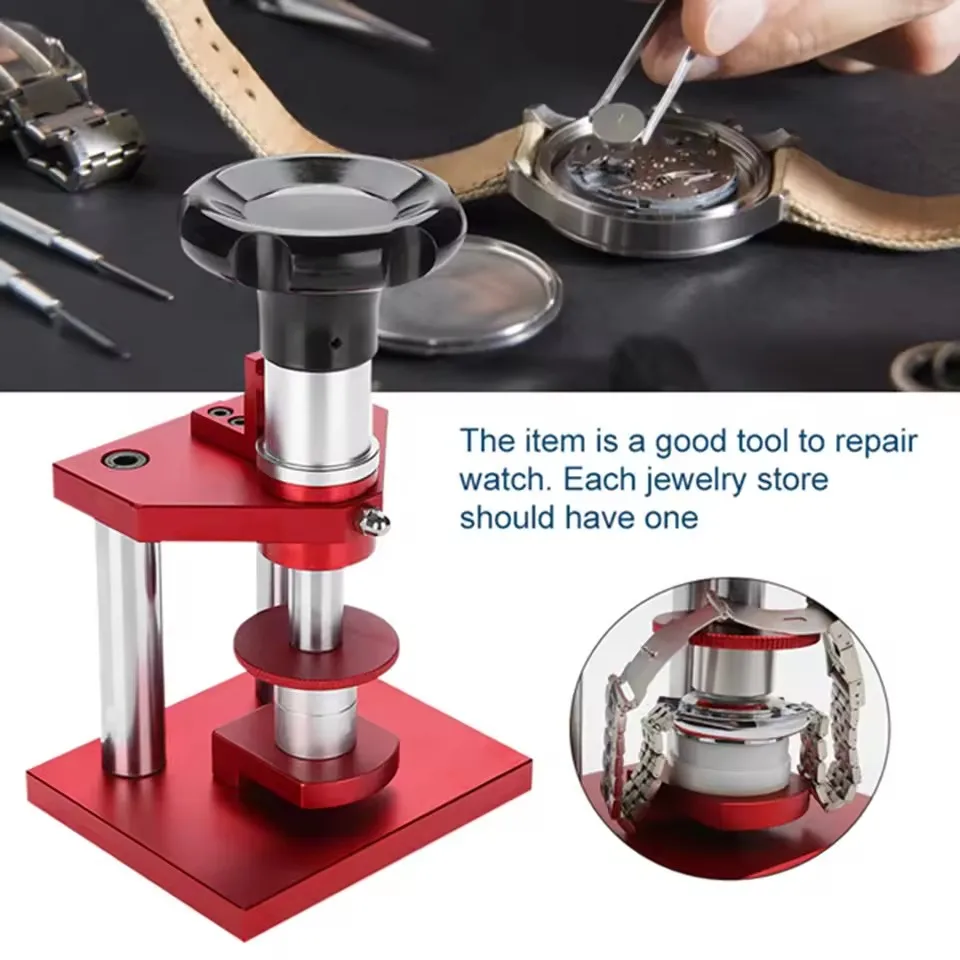 Screw Type Crystal Bezel Watch Back Case Cover Press Tool with 20 Dies Pressing Repair Watch Press Tool Watch Case Press