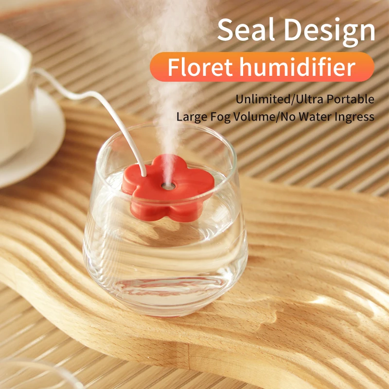 Portable Mini USB with Filter Flower Humidifier Bottle Aroma Diffuser Mist Maker Cool Mist Air Humidifier For Home Office Room