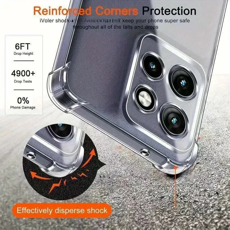 Dicke, stoßfeste Silikon-Handyhülle für Motorola Edge 60 Fusion 50 Pro 40 Neo Moto G55 G75 G85 G84 G54 5G Protect Clear Cover – Detail 3