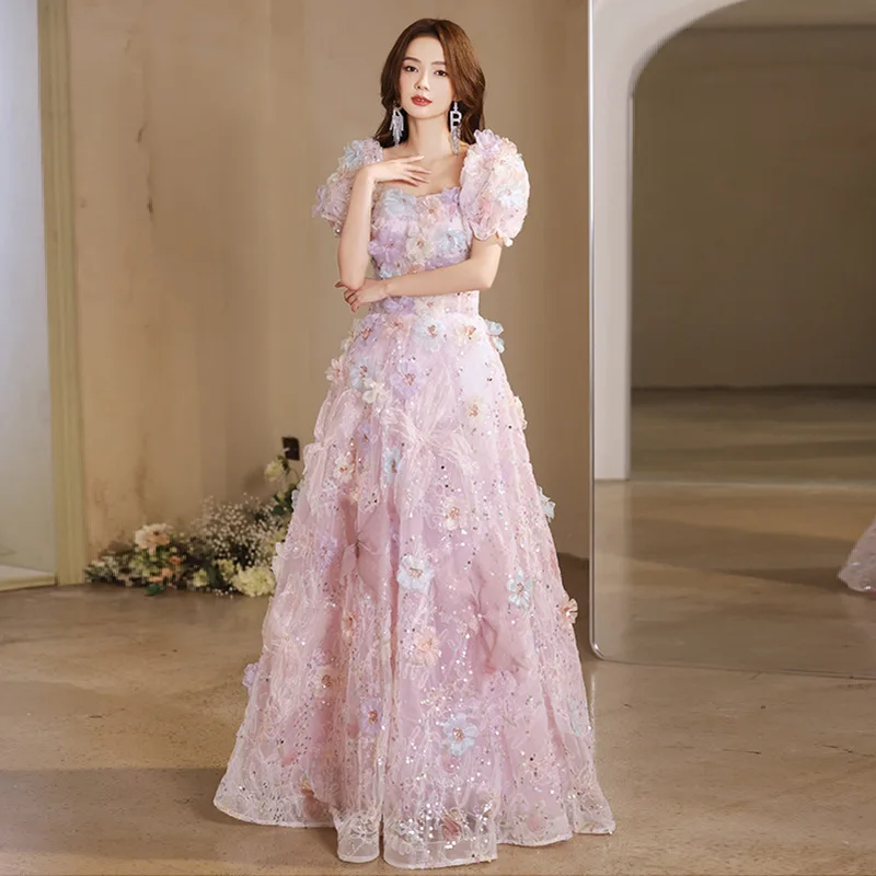 Evening Dresses 2024 New Sweet Flower Party Dresses Elegant A-line Classic Prom Dresses Customized For Girls image 3