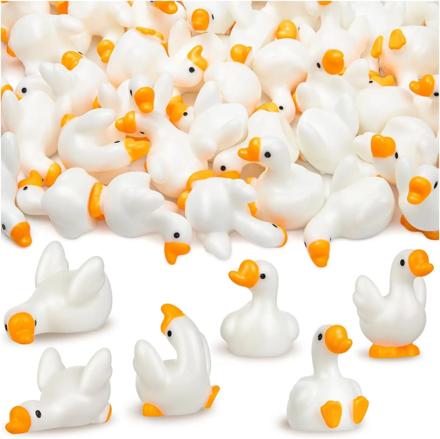 12Pcs Mini Resin Goose Figurines, Tiny Animal Statues for Desk, Garden, Lawn, Yard, Micro Landscape, Aquarium, Potted Plants & D