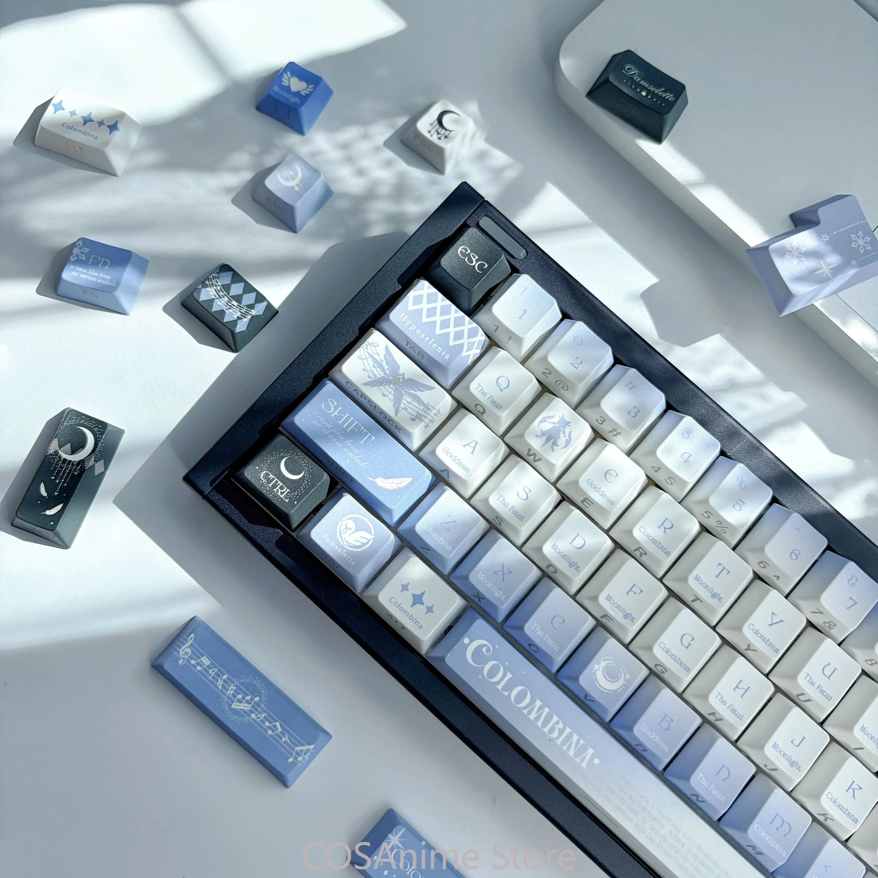 Genshin Impact Columbina Anime Cosplay Side Lighting Cartoon Keycaps PBT Mechanical Keyboard Keycap Keyboards Cap Fans Gift view 2