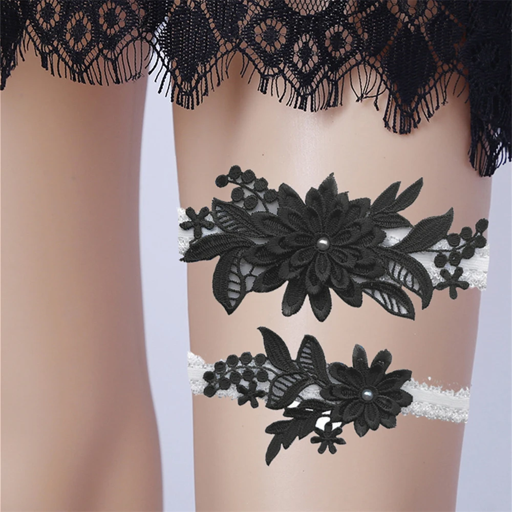 1 زوج أزياء من الدانتل الأزهار مثير الأربطة للنساء / العروس الفخذ الدائري الزفاف مطاطا الساق الرباط الساق الدائري