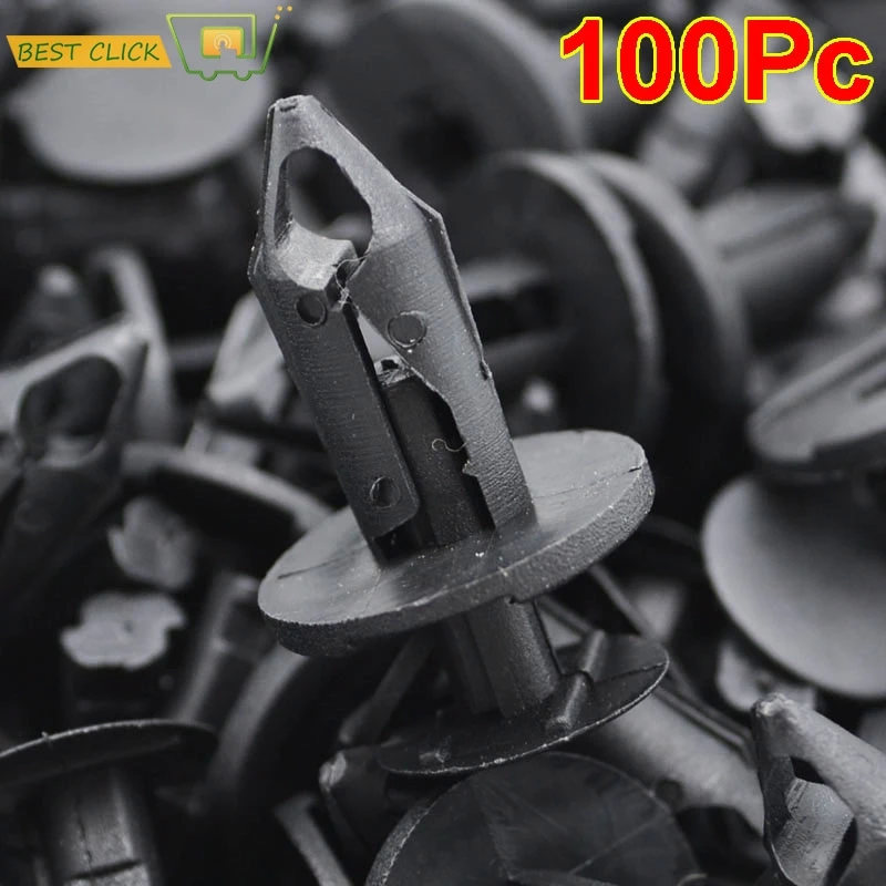 100PCS Black Plastic Retainer Rivet Car Fender Bumper Push Pin Clips Fasteners 8mm Hole For Honda Audi Buick Chrysler