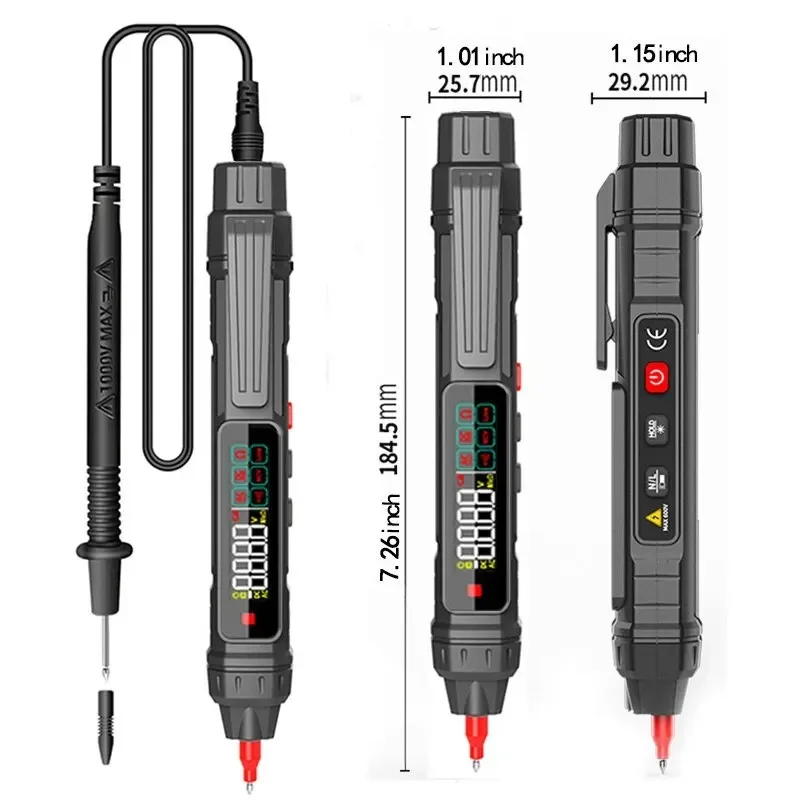 Digital Smart Multimeter 4000 Counts Non Contact Voltage Detector Pen Auto Range Capacitance Ohm NCV Live Line Test Voltmeter