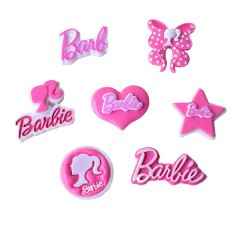 5pcs trendy Barbie resin accessories pink cartoon resin flatback cabochons diy crafts supplies