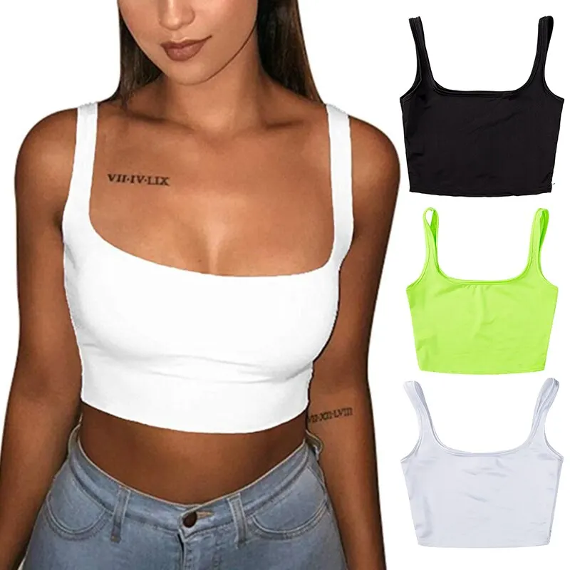 Damska koszulka z topem w jednolitym kolorze Slim Fit Sling Low Chest Tank Top Summer Crop Hot Pullover Wild Fashion Outfit