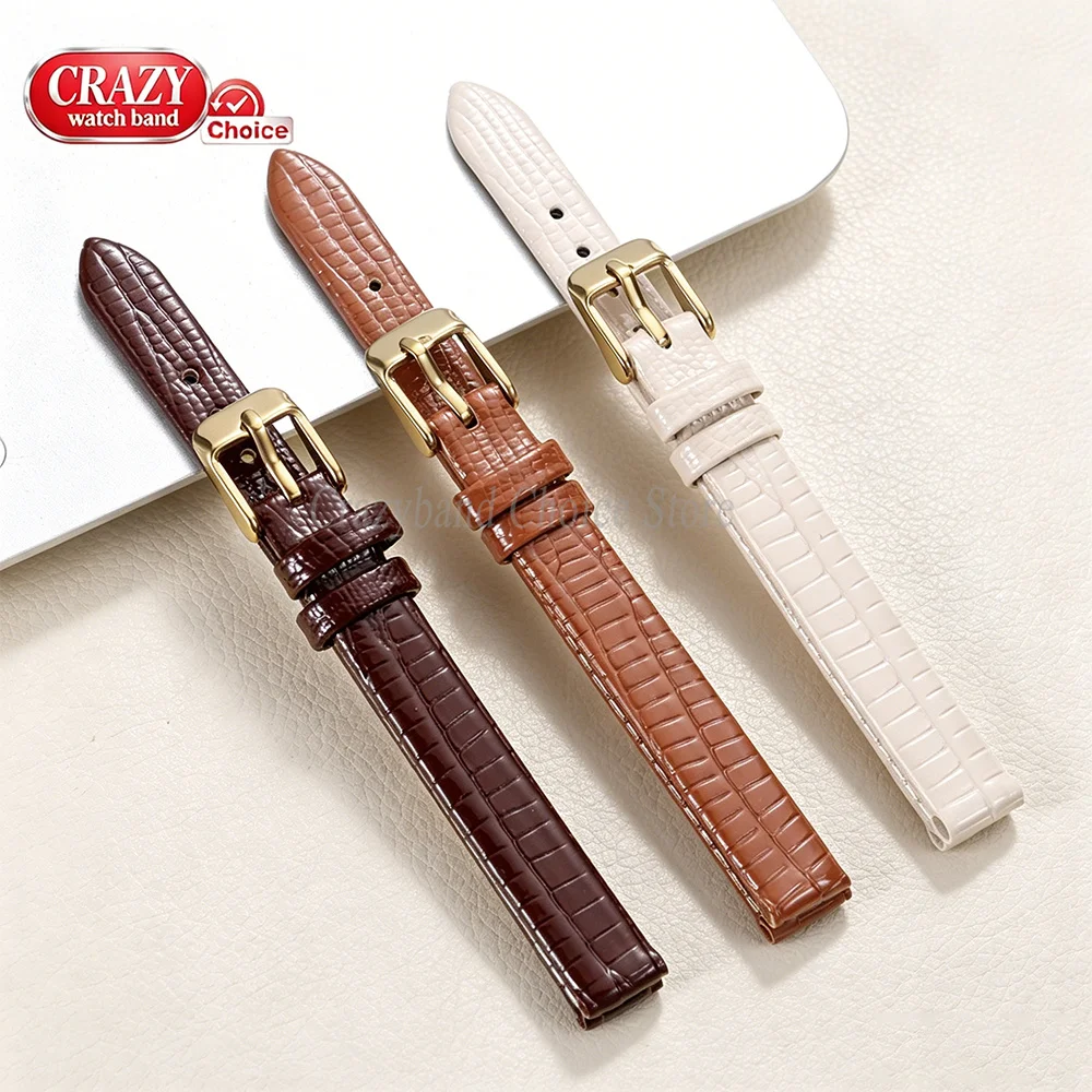 Schlanke Leder-Uhrenarmbänder, weich, für Herren und Damen, Ersatzarmband, hochwertiges Business-Universal-Armband, 8 mm, 10 mm, 12 mm, 14 mm, 16 mm, braun – Detail 4