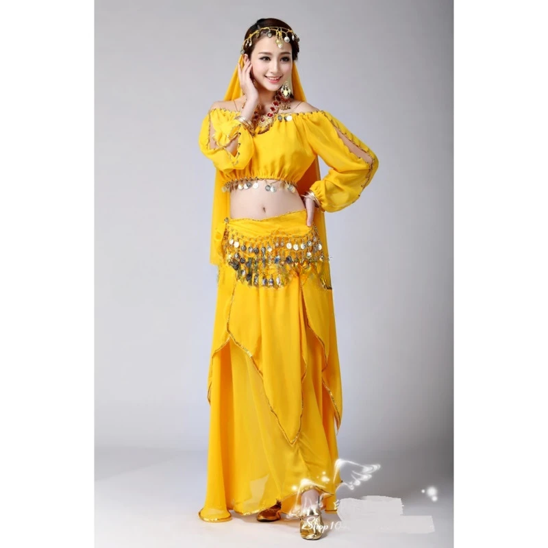 oriental belly dance costume set professional bollywood dress indian sari bridal women top skirt chiffon bellydance perfomance