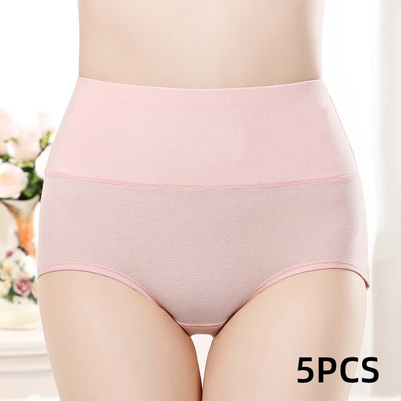 5PCS High Waist Cotton Panties Women Body Shaper Underwear Plus Size XL-4XL Fashion Girls Briefs Seamless Sexy Female Lingerie