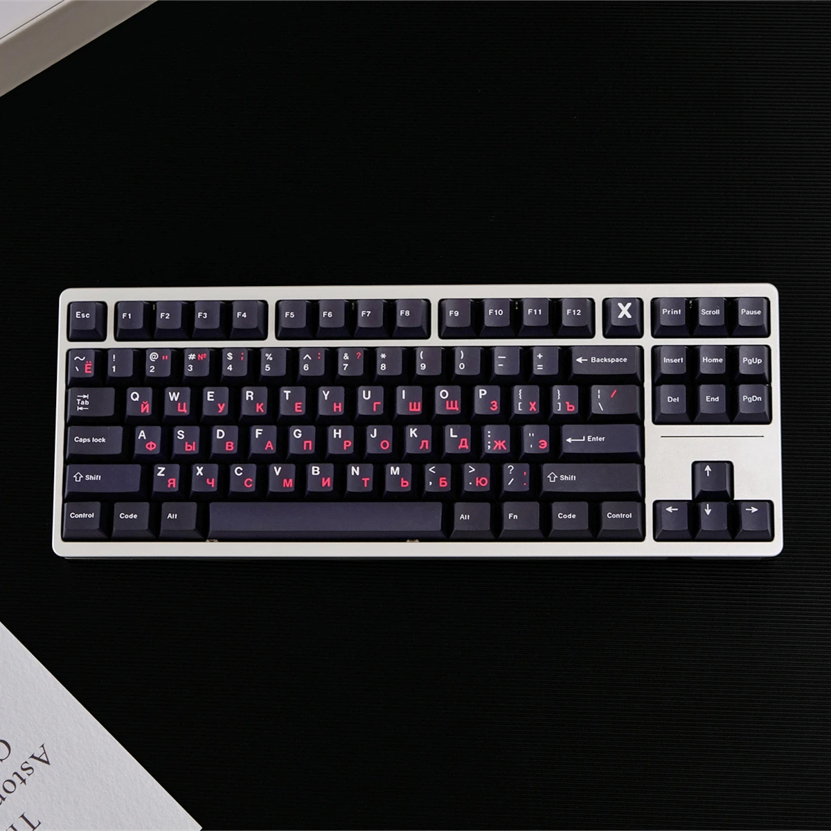 Wob red Russian PBT original height, sublimation, mechanical keyboard cap wooting drunk deer, rain 75