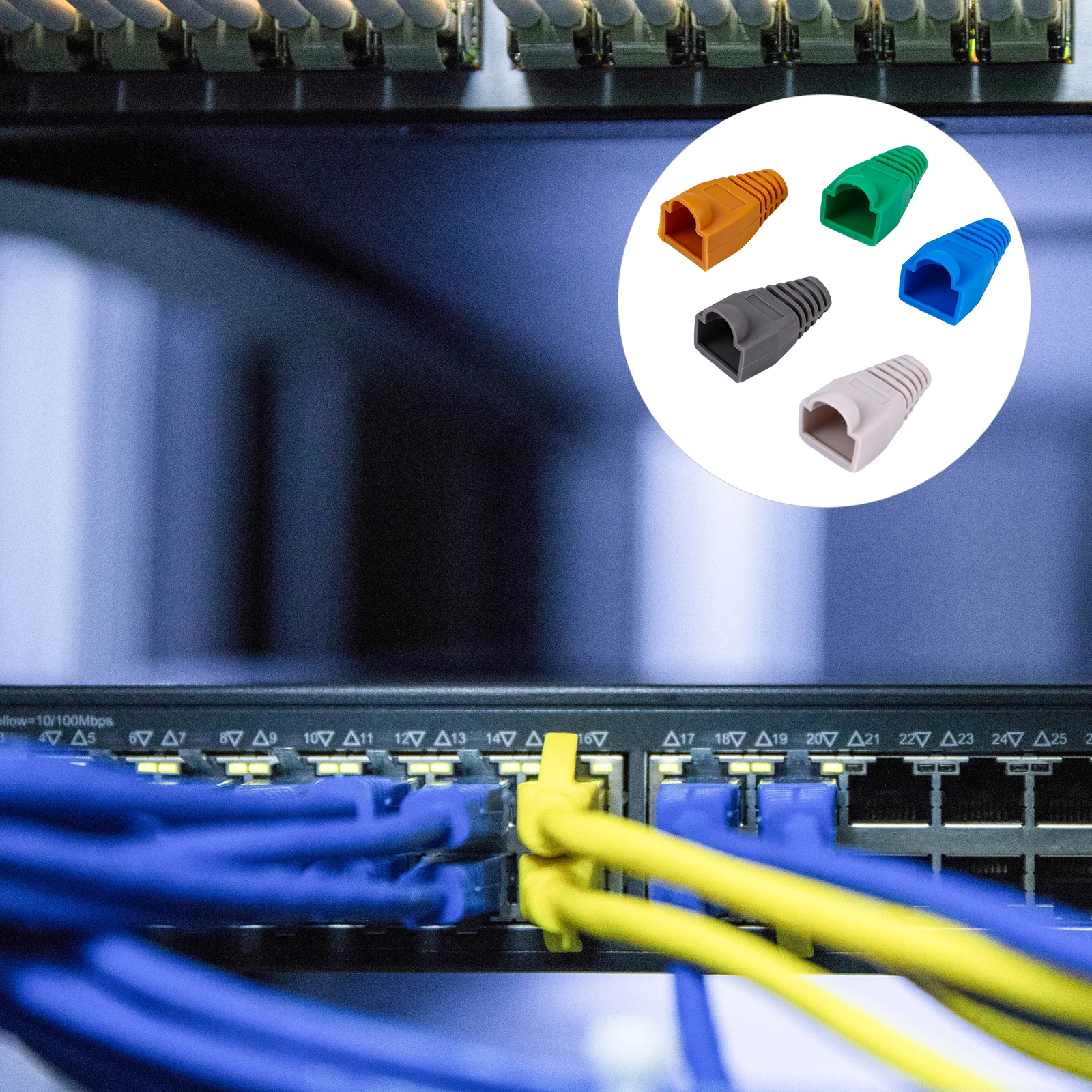 

100 pcs Boots Cover 0.6-0.65mm Network Plug Connector Dustproof Network Plug Cap Mixed Colors