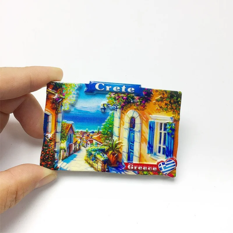 

Crete Tourist Souvenirs Unique Cultural Painted Crafts Magnetic Fridge Magnets Collectible Gifts