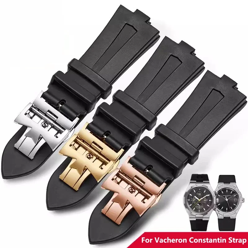 Silicone Watch Band For Vacheron Constantin Overseas VC 47450 VC 49020 Watchbands Men's Luxury Rubber Watch Strap 25mm * 8mm