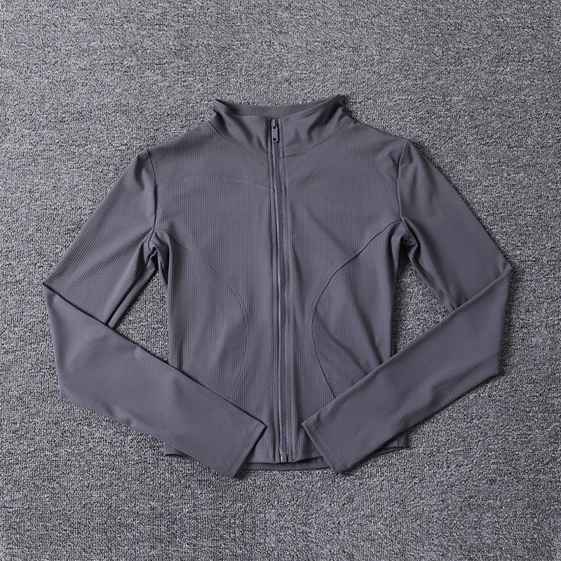 New Fashion Slim Fit Women Yoga Jacket Long Sleeve Gym Breathable Workout Top Quick Dry Sports Coat Full Zip