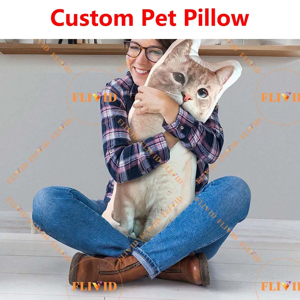 

Custom 3D Pet Cat Dog Pillow Personalized Animals Photo Pillow Animal Lover Memorial Cushion Creative Gift Sofa Throw Pillow