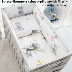 6/9Pcs Cotton Baby Crib Bedding Set for Girl Boys Cartoon Baby Bed Linen kit berço Cot bumper 120*60/120*70cm