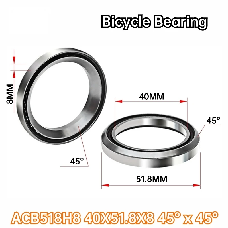 1PCS ACB518H8 40X51.8X8 45°x45° Bicycle Front Folding Bearing Center Shaft Bicycle Bowl Group Bearing Perin Repair Parts