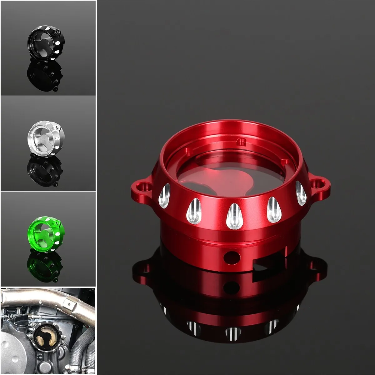 

Motorcycle Accessories Modifications CNC Transparent Engraving Engine Oil Filter Cover For Kawasaki KLR650 1987-2023