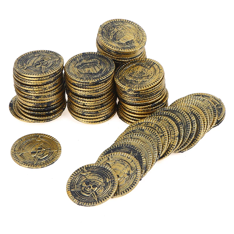 10pcs Pirate Treasure Coins Party Props Christmas Gift Game Currency Halloween【Homeclub】