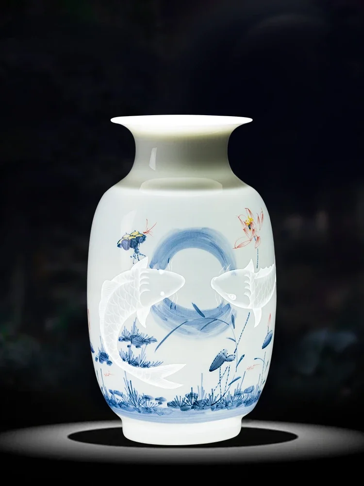 Ceramic Vase Hand Painted Wax Gourd Bottle Porcelain Chinese Household Living Room Exclusive to the Royal Family