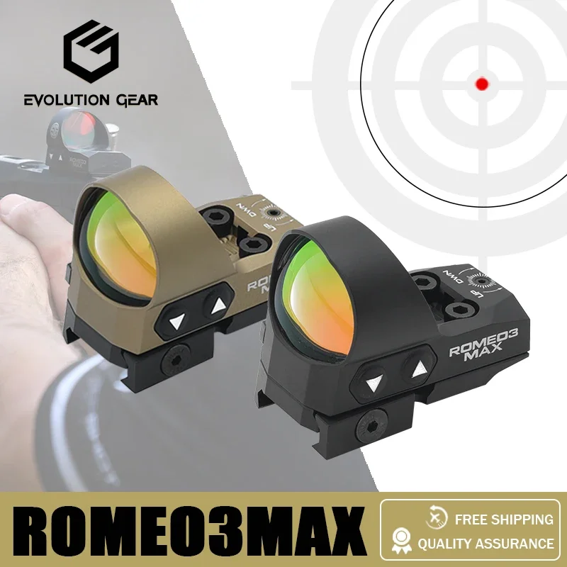 ROMEO3MAX 1x30 mm Open Reflex Sight 3MOA Red Dot Sight with Low-profile 20mm Mount for Hunting Milspec Airsoft EVOLUTION GEAR