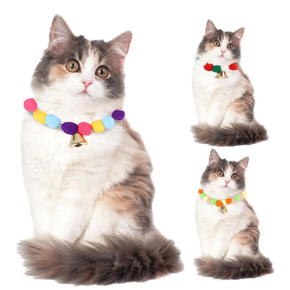 Pet Christmas Dog Hairball Collar Hanging Decoration Elastic Christmas Accessories Collar Cute Pet Multi-color Bell B9c8