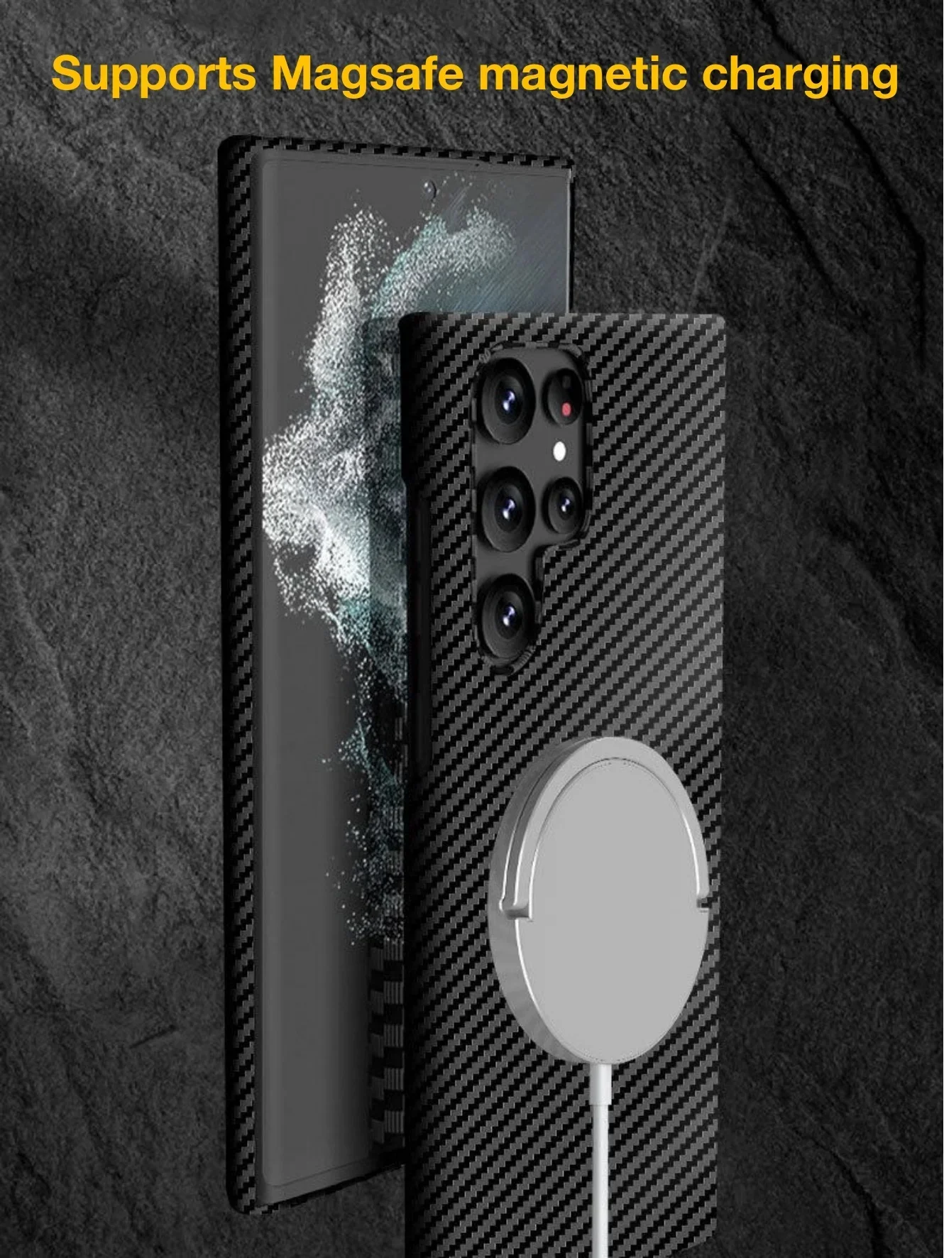 حافظة شحن لاسلكية مغناطيسية لهاتف سامسونج جالاكسي S25 S24 S23 Ultra S22 Plus ملحقات غطاء الهاتف الواقي Magsafe