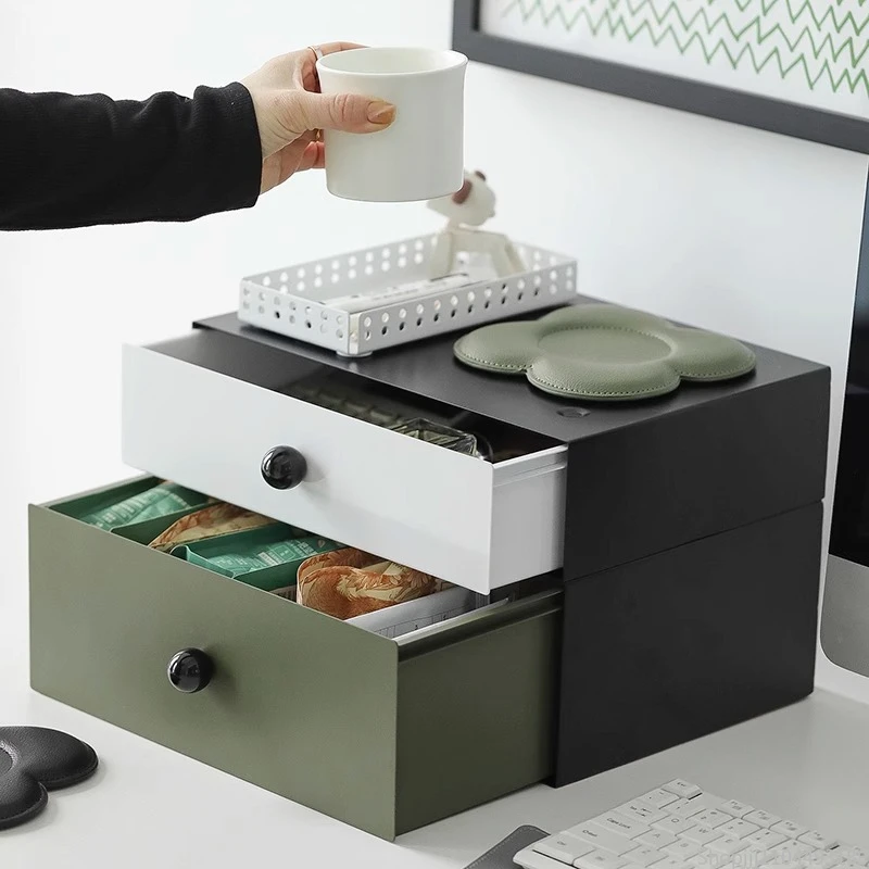

Stackable Organizer Drawer Metal Desktop Storage Box Coffee Machine Height-increasing Stand Home Office Storage Drawer Furniture