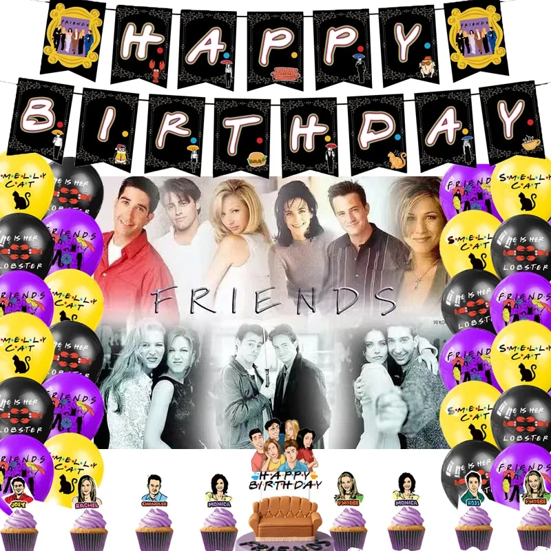 TV Show Friends Theme Multiple Styles  Birthday Party Decoration Balloon Flag Banner Cake Topper  Friendship For Adult