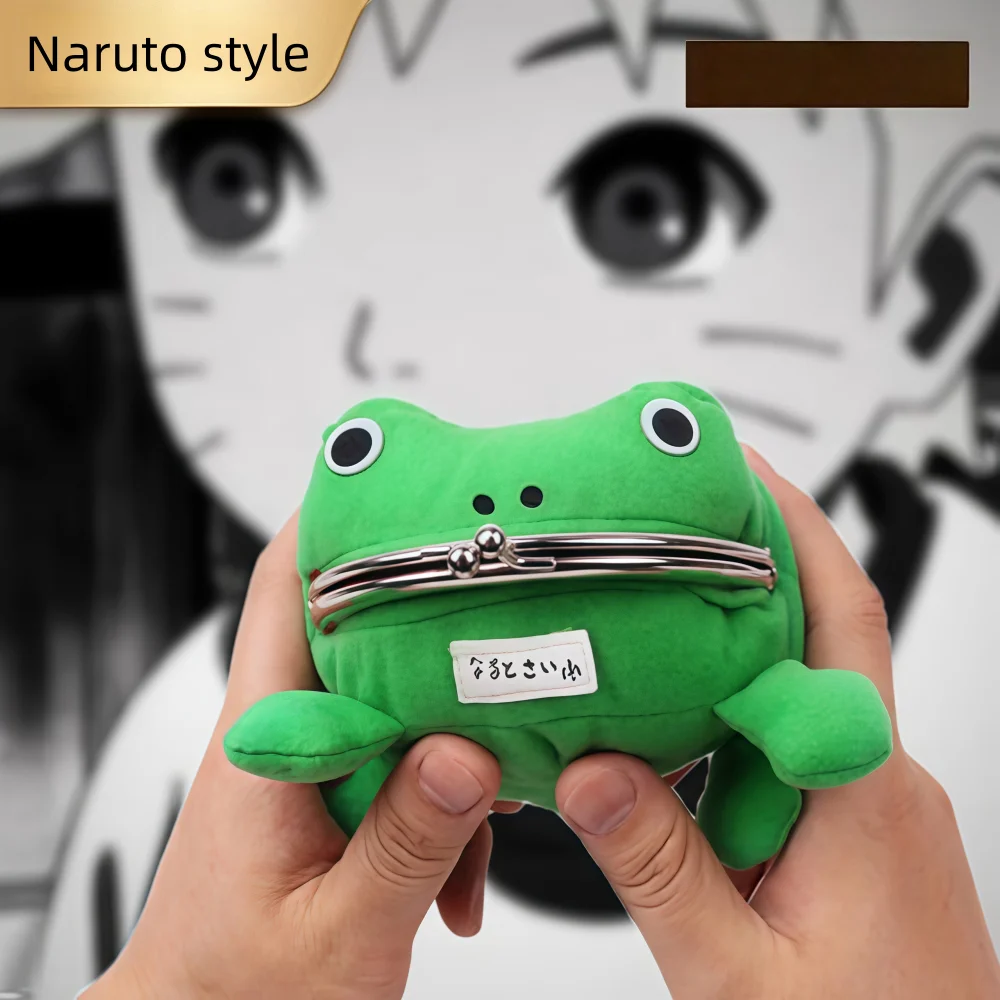 

Little Naruto style frog coin purse, toad plush toy bag - anime merchandise, wallet storage, small holiday gift.