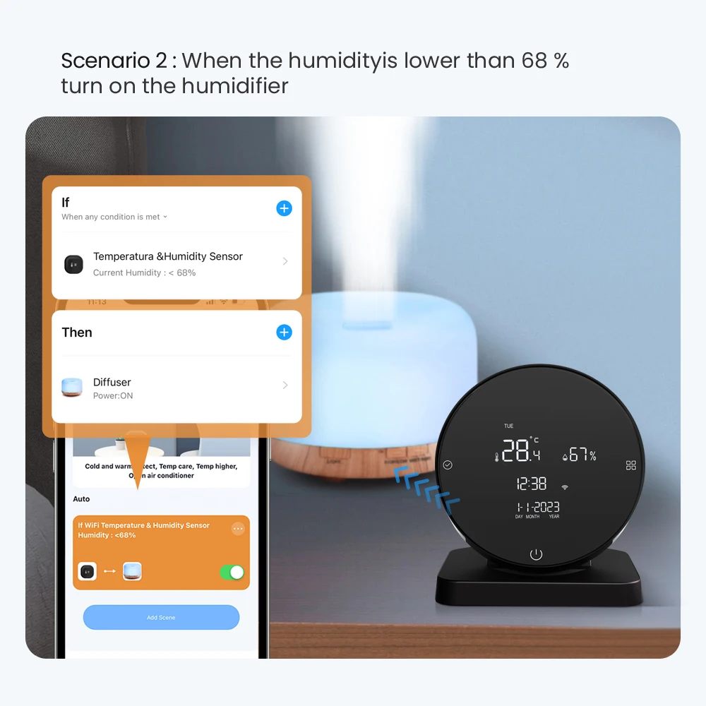 AVATTO Tuya WiFi Smart IR Remote Control with Temperature Humidity,Smart Universal Infrared Work for Alexa Google Home