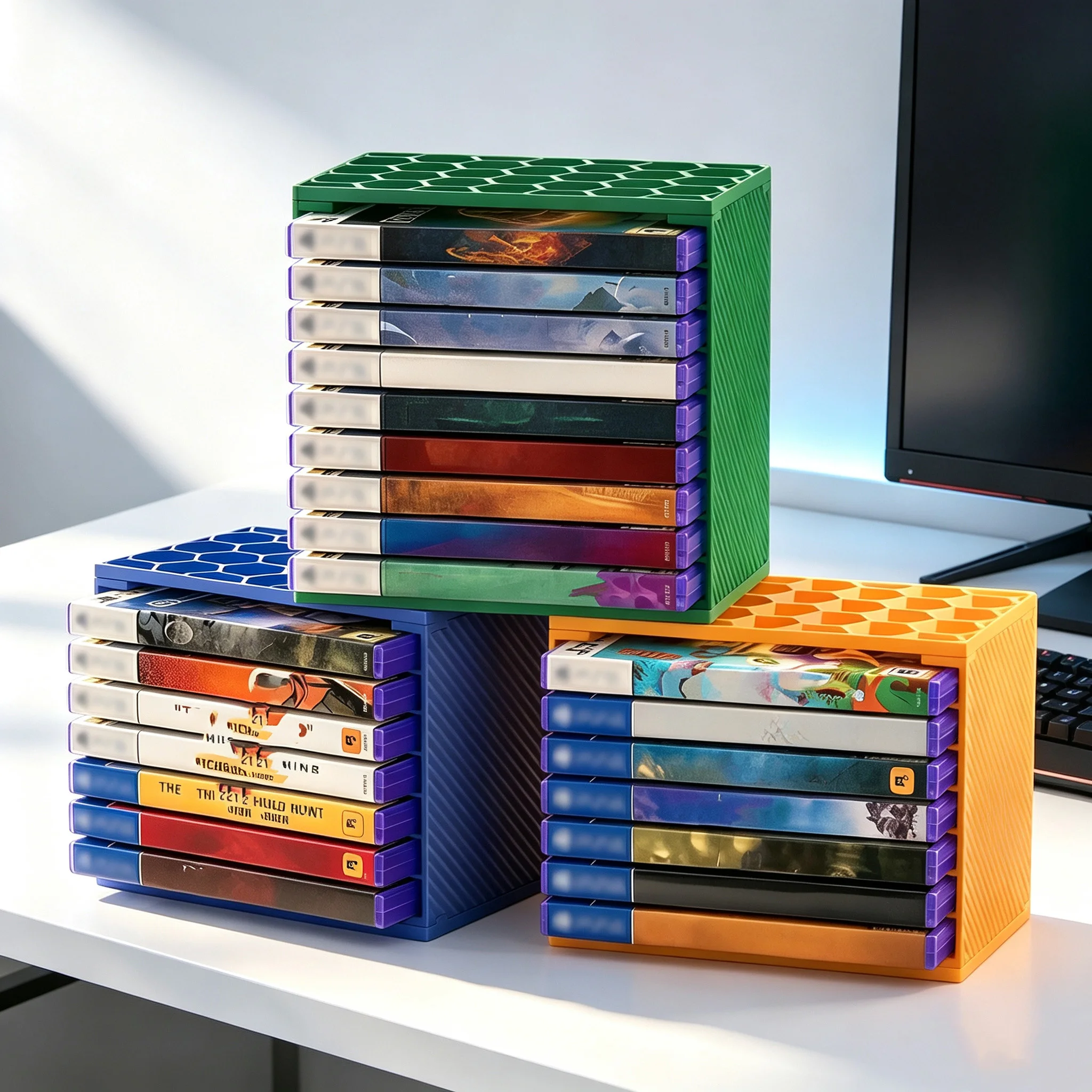 For PS5/PS4 Game Disc Storage Holder Game Disc Storage Rack for Xbox/Switch Modular Stackable Organizer Space Saving Storage Box