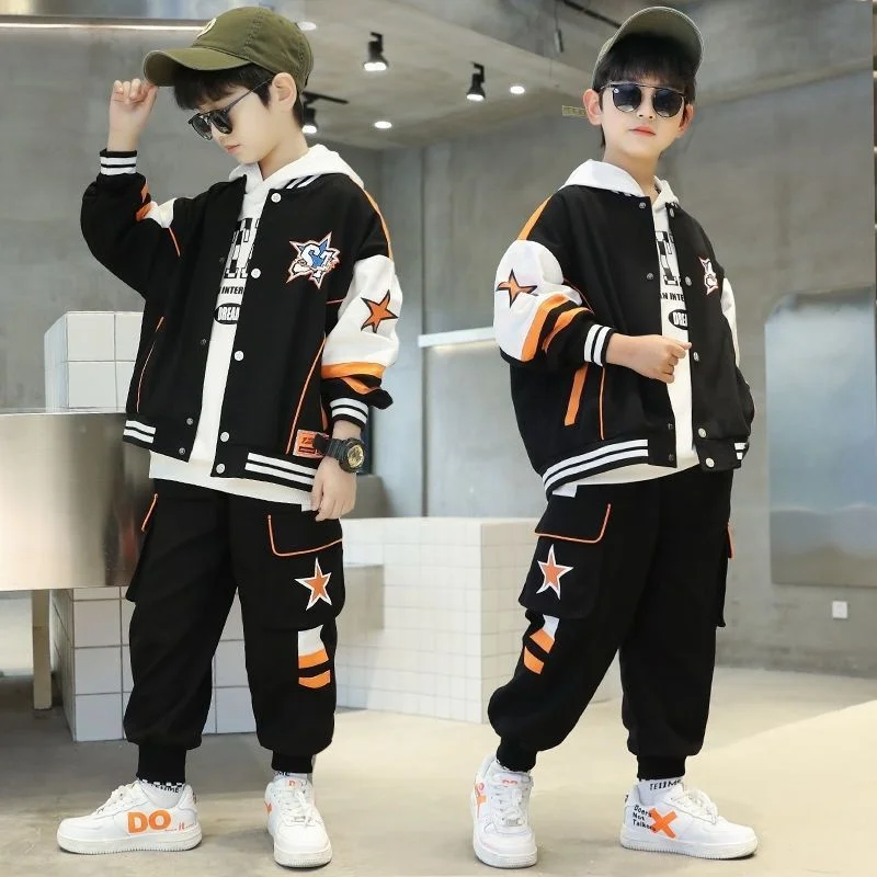 

Boys Coat +Pants Kids Suits 2PCS/Set Cotton 2024 Luminous Spring Autumn Cotton Uniforms Custom Sport Christmas Gift Children Clo