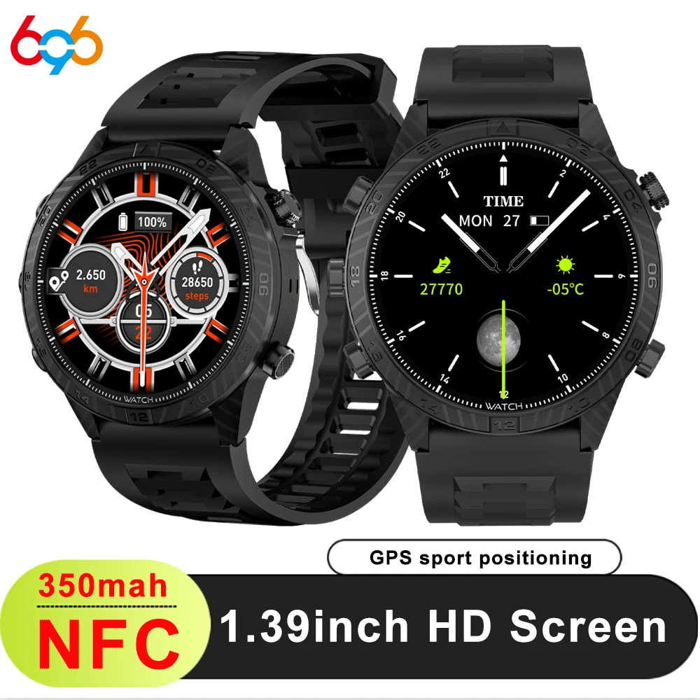 

Outdoor Sports GPS Motion Positioning Smart Watch NFC Blue Tooth Call Music Voice Assistant Health Smartwatch 350mah Stopwatch