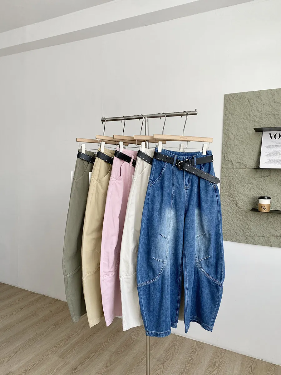 

Джинсы женские в американском ретро-стиле, универсальные, свободного кроя, с высокой талией, широкие, с эффектом похудения, для весны 2026 года, готовые к повседневной носке