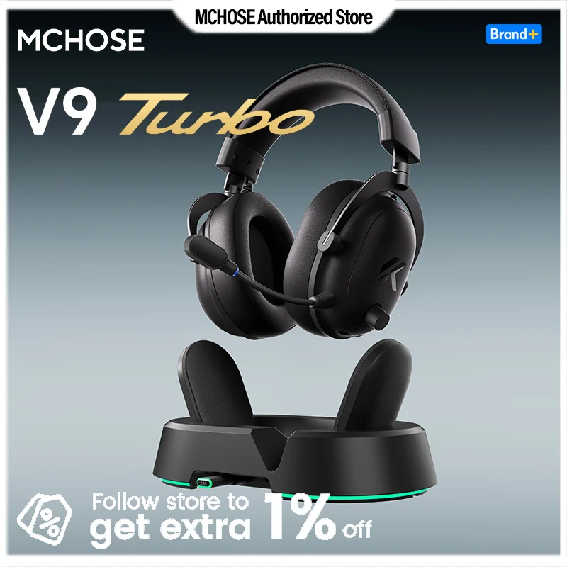MCHOSE V9 ターボゲーミングヘッドセット、BT 2.4G低遅延ワイヤレスE