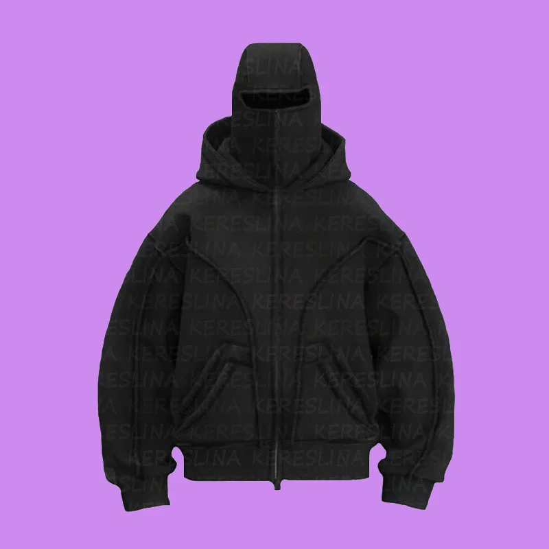 

Spring and summer fashion street men's and women's loose high street double hoodie, European and American retro hoodie, solid co
