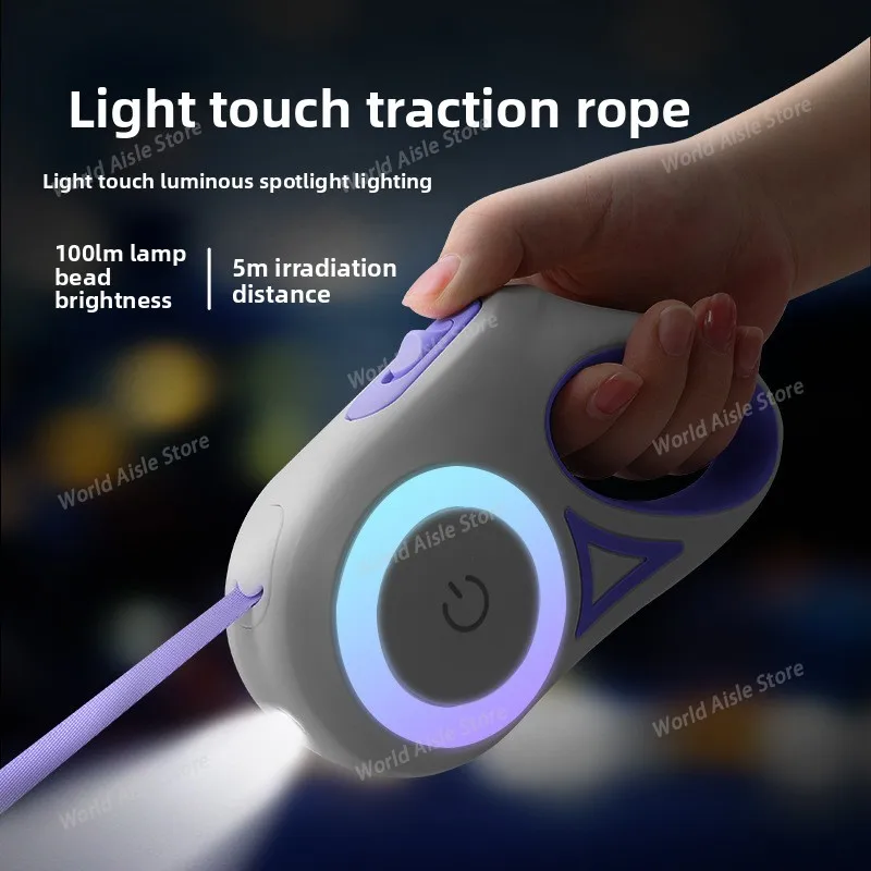 LED Retractable Dog Leash with light for Puppies Small Medium big Dogs Cats Pet Harness straps collar Accessories 3m 5m roulette